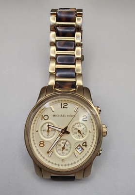 Michael Kors MK-5659 Runway Chronograph Gold Tone & Tortoise Acetate Watch 38mm