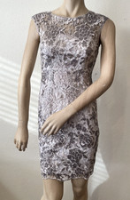 Adrianna Papell Petite Lace Sheath Dress - Taupe Metallic Sz 4