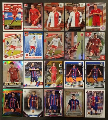 Lot of 20 Different ROBERT LEWANDOWSKI Soccer Cards 2016-2025 SOC1012