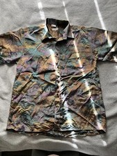 Men's Christian Dior Silk Shirt Khaki Green & Purple Size Medium