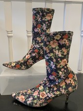 Zara Floral Sock Boots. Size 41/8
