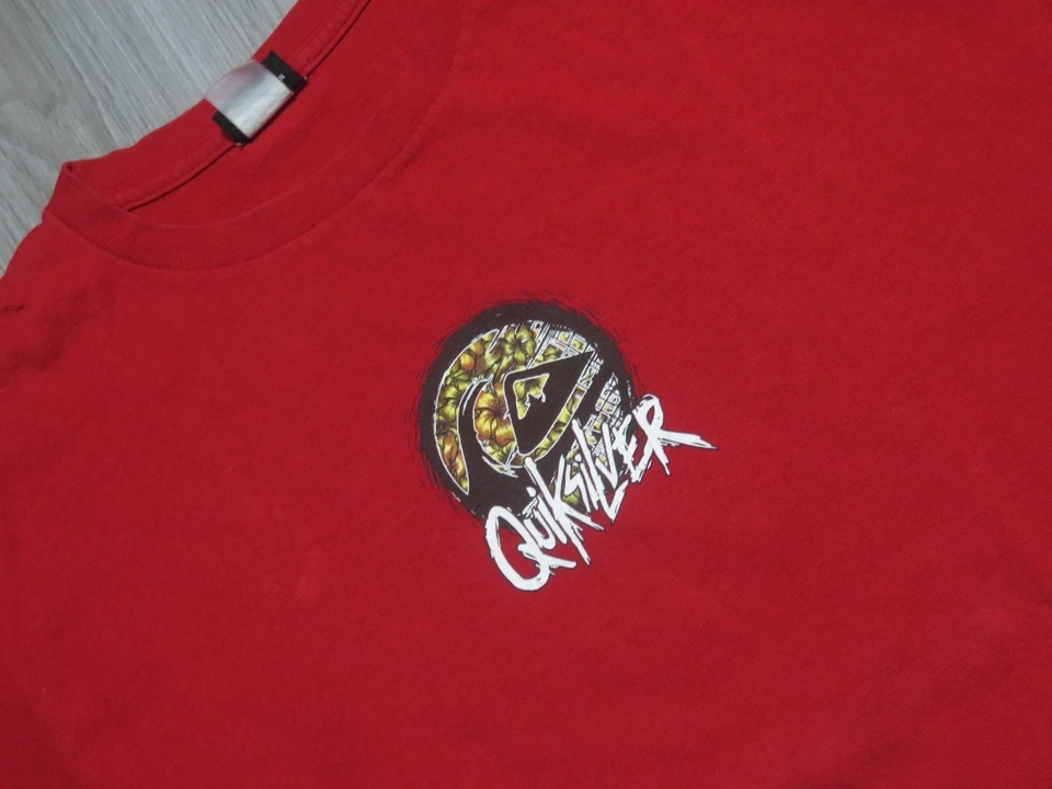Camisa De Colección Quicksilver Talla Grande Hombres Usada Logo Grande Floral Monopatín Foto 3 de 4