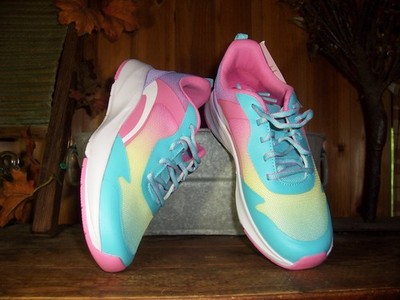 ATHLETIC WORKS GIRLS SNEAKERS SHOES PINK AQUA SIZE
