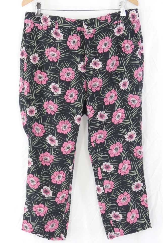 MARNI Trousers Floral Black Pink Tropical Slim Fit IT 48 UK 14 16 Deisgner