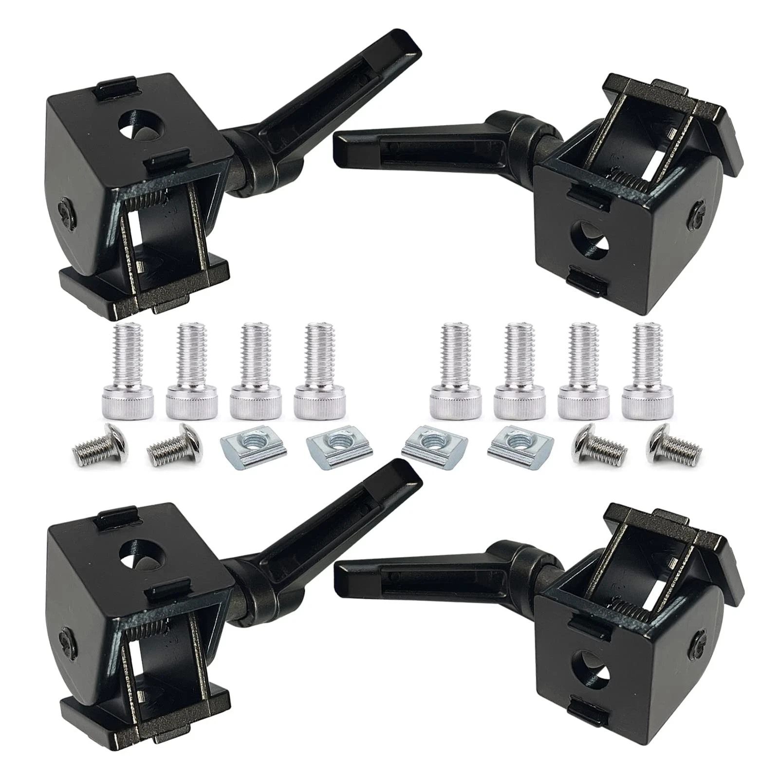 4 Sets Black 2020 Aluminum Extrusion Pivot Hinge Swivel Angle Bracket w/ Handle - Picture 1 of 7