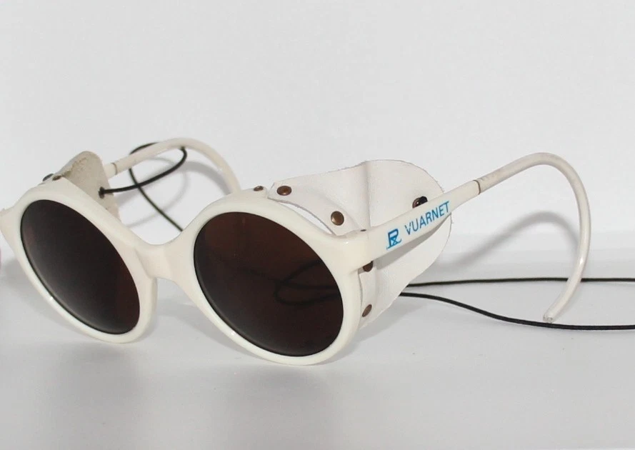 500 $ Vuarnet 028 Blanco Glaciar Gafas de sol PX5000 Marrón oscuro Lente Cable Gancho Brazos Foto 2 de 4