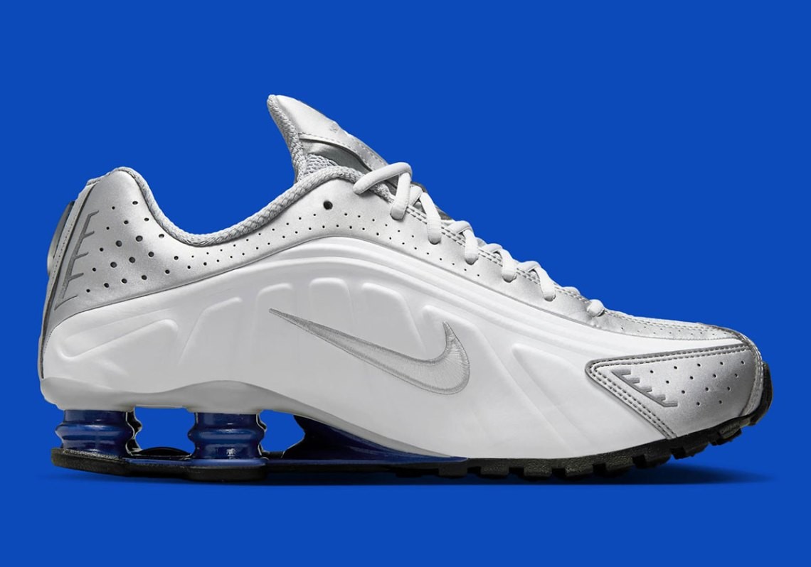 Nike Shox R4 White Metallic Silver Deep Royal Blue Nby HQ1988-102