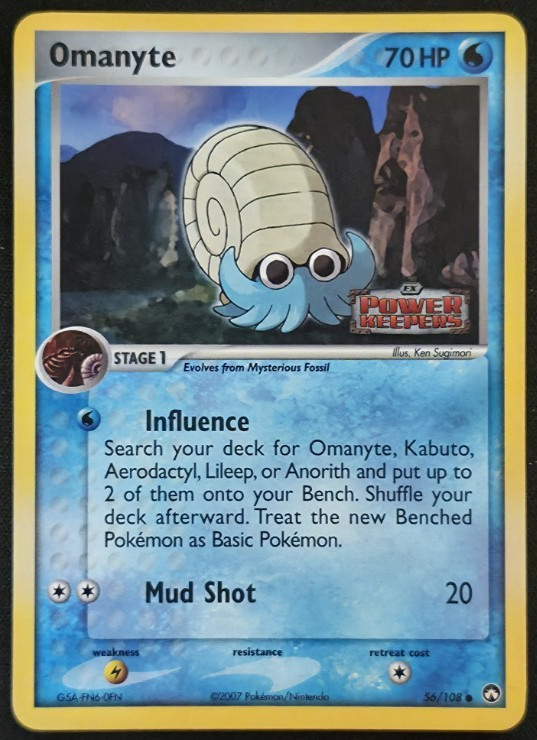 Omanyte 56/108 Reverse Holo Pokémon Power Keepers LP