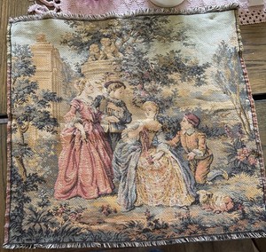 Vintage French Jacquard Tapestry Courtship Theme Beautiful