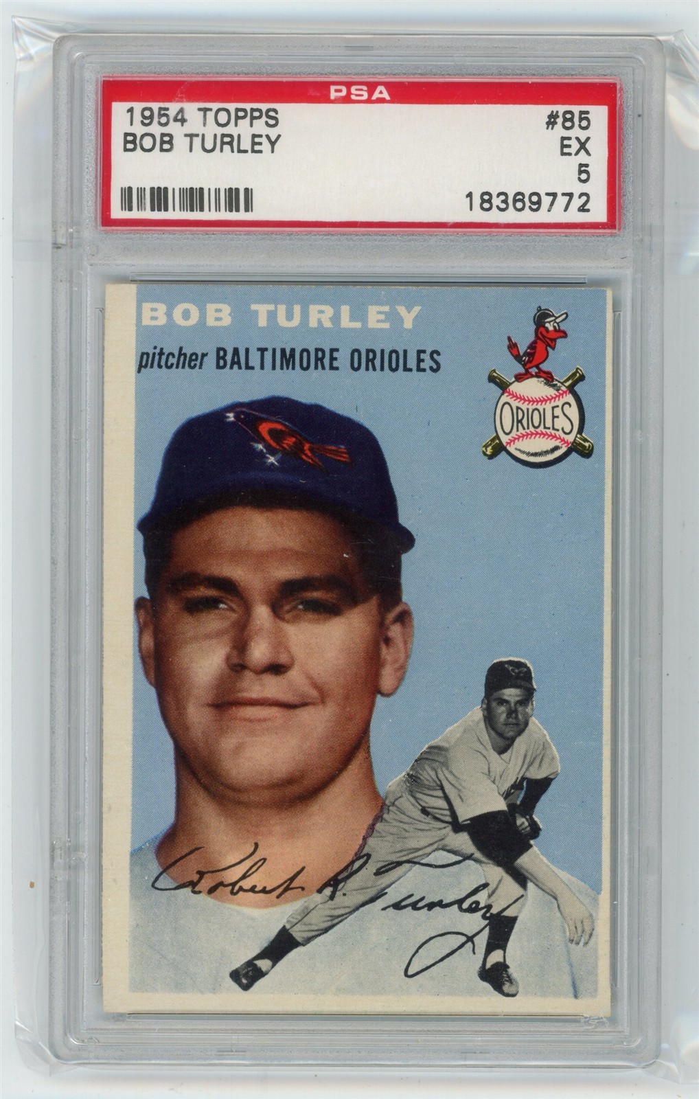 1954 Topps Baseball BOB TURLEY #85 Orioles Vintage PSA 5 Excellent L216
