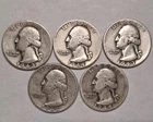 Lot of 5 Silver Washington Quarters