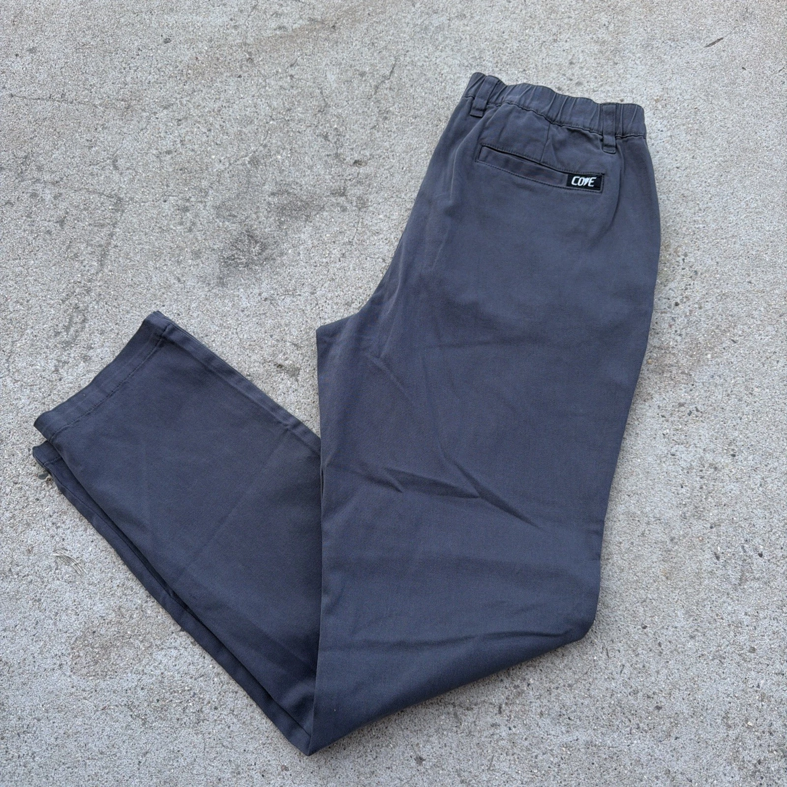 Cove USA Chino Pants Men’s 34 Gray Charcoal Stretch Waist Elastic Athleisure