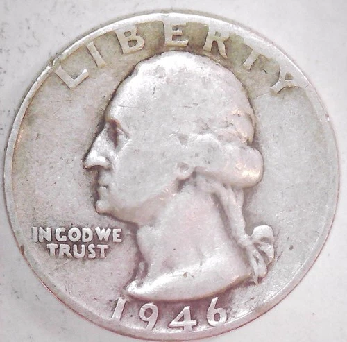 1946 D Washington Quarter -Very Good - 90% Silver - Circulated -  (  GN112-1 )