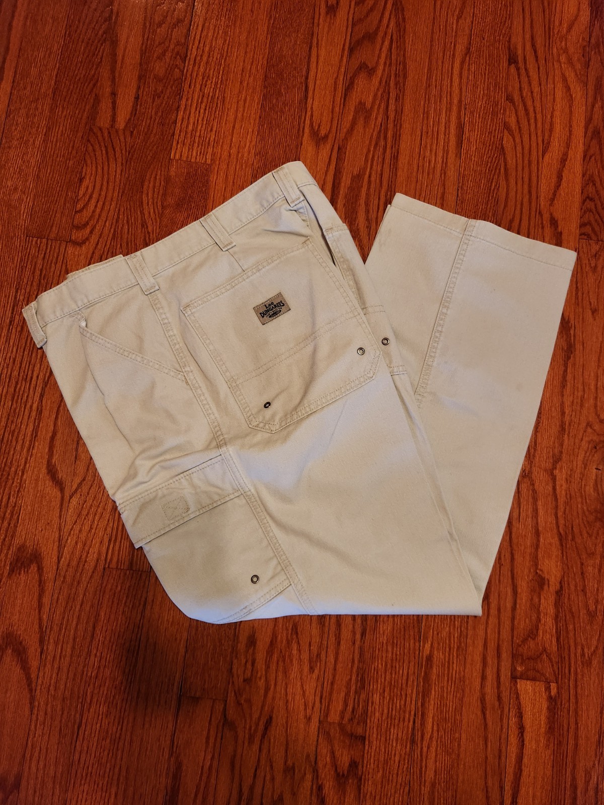 Vintage Lee Dungarees Mens 36x31 Ivory Cargo Jeans Pants *100% Cotton