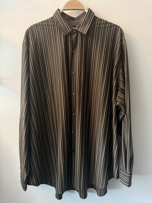 KANEMASA PHIL 46G Atmosphere Stripe Shirt Charcoal Beige Size Large NWT