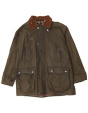 MC Orvis Herren Loose Fit Waxed Cotton Jacke UK 40 Large Grün Baumwolle AN11