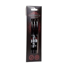 3 x Gothica Skull Design Ball Point Pens - Black Ink - School Pens - Office Pens