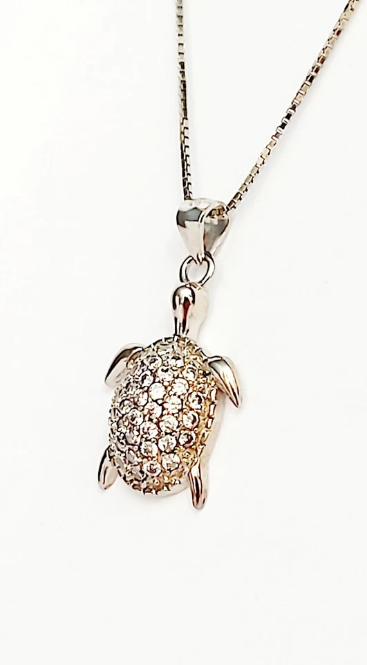 Collana Argento 925 Donna Ciondolo Gioiello Tartaruga Marina Pendente Animalier - Immagine 3 di 4