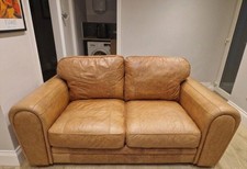 PAIR OF HIGH-END "CHICAGO" TAN ANILINE LEATHER SOFAS (2.5 SEATERS)