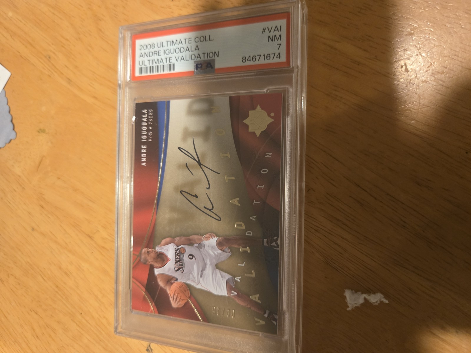 2008-09 Ultimate Collection Validation Jersey #9/25 Andre Iguodala Auto PSA 7 view 1