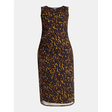 NEW Draped Column Dress in Yellow & Black Animal Print Terra & Sky Women 3X NWT