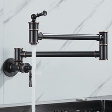 Oil Rubbed Bronze Wall Mounted Kitchen Faucet 2 Handle Folding Pot Filler Mixer