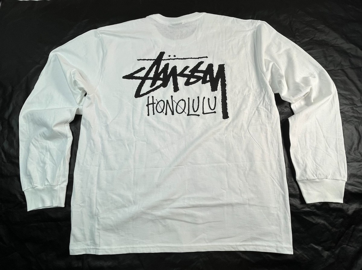 NWT STUSSY Honolulu Mens XXL Shirt Long Sleeve White with STUSSY