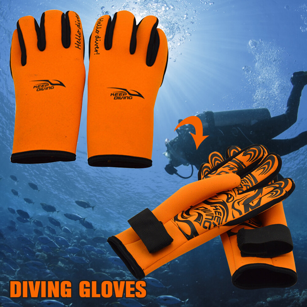 Neoprene Diving Winter Men Women Snorkeling Underwear Gloves (Orange L