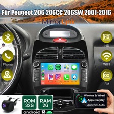 Apple CarPlay GPS Autoradio Für Peugeot 206 206CC 206SW 2001-2016 Android 13