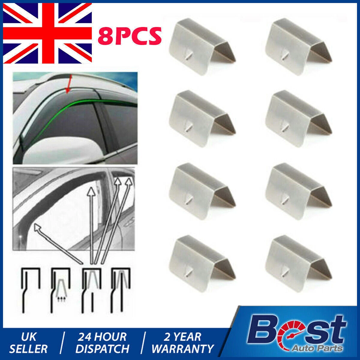 Channel Rain Wind Deflector CLIPS For HEKO SNED G3 Climair iSpeed