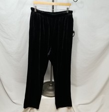 Vintage Russ Woman Velour Pant Women 2X-Large Black Elastic Waist Pockets VTG