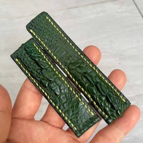 Genuine Leather Skin Watch Strap Band Green size 24 mm/22mm - Picture 13 of 14
