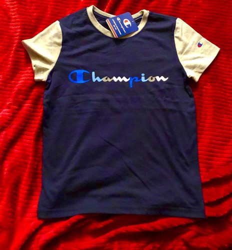 Champion Athletic Wear Boys T Shirt ,Oxford With Navy Blue,Size 10/12,60% cotton - Picture 5 of 7
