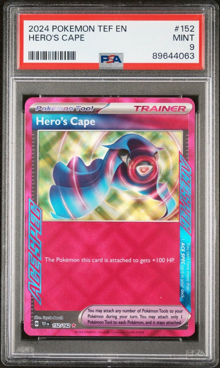 PSA 9 Hero's Cape 152/162 Pokémon TCG Temporal Forces NM/M Holo