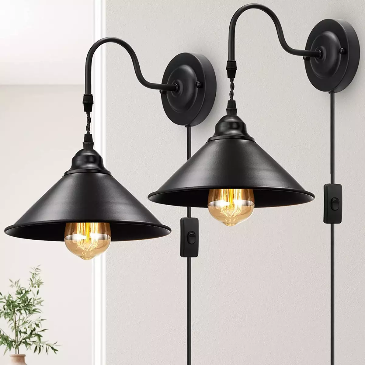 Plug in Wall Sconces Vintage Plug in Wall Lamp Set of 2 with On Off Switch