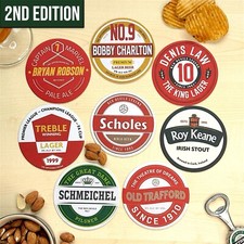 Man United 2nd Edition Football Beer Mat Coasters (8-pack)