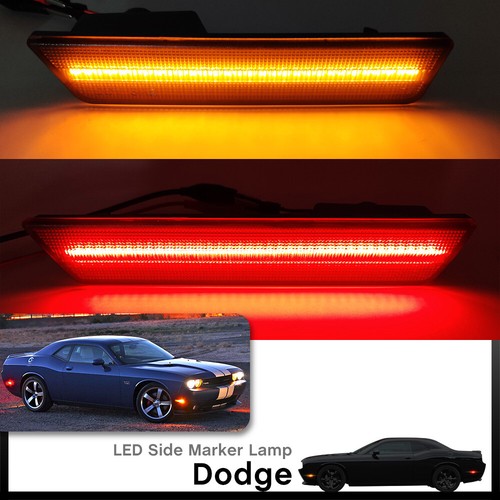 Lente de humo luz marcadora lateral LED para Dodge Challenger frontal ámbar rojo trasero 08-14 - Imagen 2 de 6