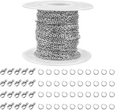 33 Feet Stainless Steel Jewelry Chains for Jewelry Making Silver Chain Roll