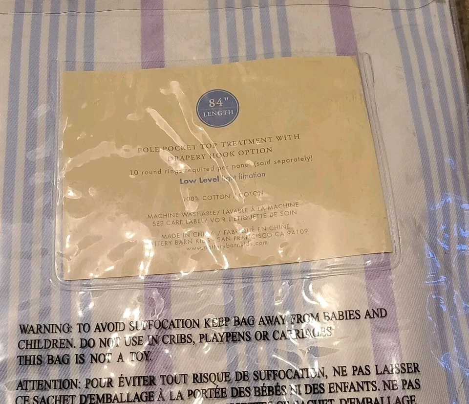 2 Nuevos Paneles a Rayas Isabelle PÚRPURA/AZUL Pottery Barn Kids 44 X 84" Cortina  Foto 2 de 3