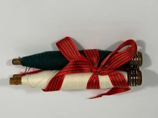 Antique Wooden Weaving Loom Shuttle/Bobbins Spools Set of 3 Christmas Decor Red