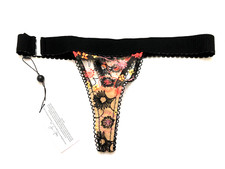 Victoria's Secret For Love  Lemons Thong Panty SUNRISE Floral Embroidered NWT