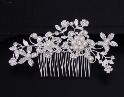 Bijou de cheveux peigne à chignon perles et strass, accessoire