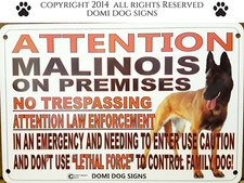 Metal Attention Malinois Dog Sign For FENCE ,Beware Of Dog 8"x12" made in USA