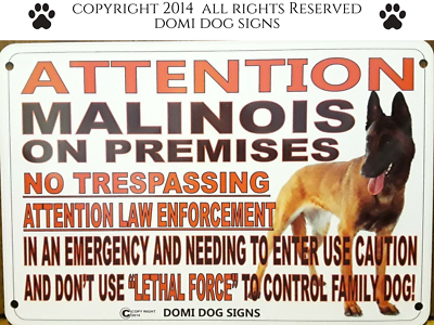 Metal Attention Malinois Dog Sign For FENCE ,Beware Of Dog 8
