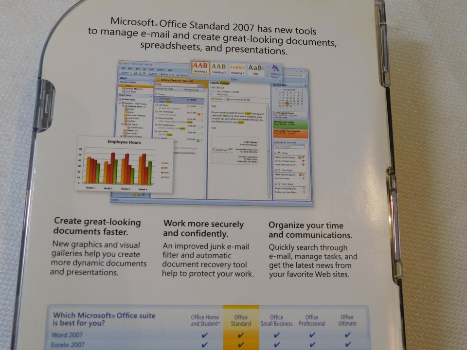 Microsoft Office Standard 2007 PC Upgrade 02107668 OPENED NOS NEW Word