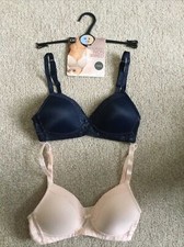 M S Size 30B 2 Pack Post Surgery Non Wired Bras Navy Pink Mix Prosthesis Pocket