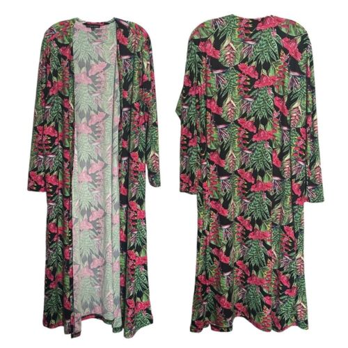 Love University Tropical Floral Print Lightweight Duster Kimono Size 2X