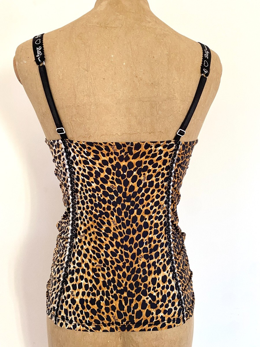トップス D&G DOLCE&GABBANA Leopard Camisole Dolce & Gabbana leopard-print Satin Camisole Top | Brown