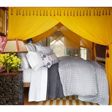 $700 JOHN ROBSHAW ASAYA QUEEN DUVET COVER 3pc SET LILAC GRAY UZBEKISTAN IKAT NEW