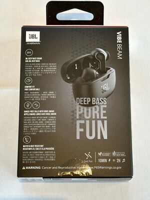 NEW JBL VIBE BEAM PERFECT FIT WIRELESS EARBUDS COLOR: BLACK FAST